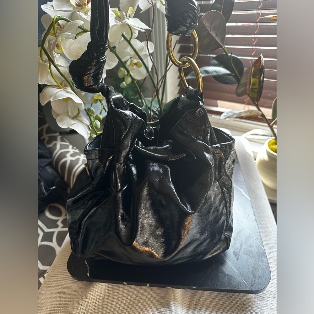 COACH LTD RESORT BLACK CALF LEATHER DRAWSTRING SHOULDER  HANDBAG #13256